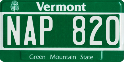 VT license plate NAP820