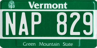 VT license plate NAP829