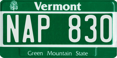 VT license plate NAP830