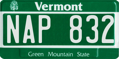 VT license plate NAP832