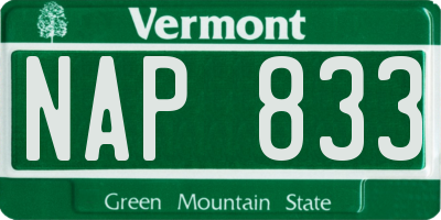 VT license plate NAP833