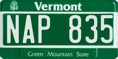 VT license plate NAP835