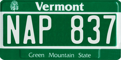 VT license plate NAP837