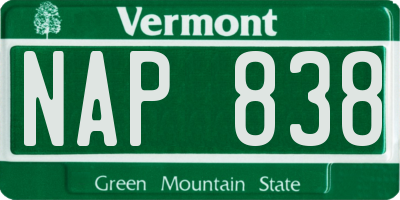 VT license plate NAP838