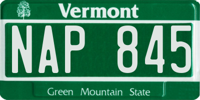 VT license plate NAP845
