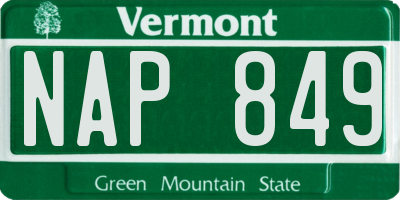 VT license plate NAP849