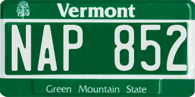 VT license plate NAP852
