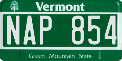 VT license plate NAP854