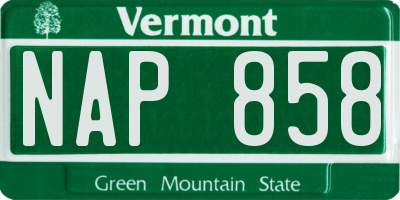 VT license plate NAP858