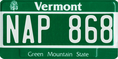 VT license plate NAP868