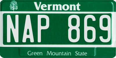 VT license plate NAP869
