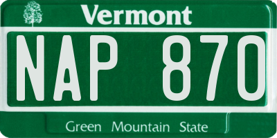 VT license plate NAP870