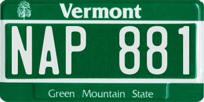 VT license plate NAP881