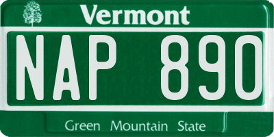 VT license plate NAP890