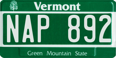 VT license plate NAP892