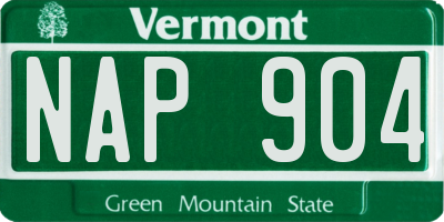VT license plate NAP904