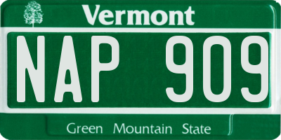 VT license plate NAP909