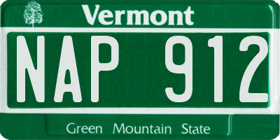 VT license plate NAP912