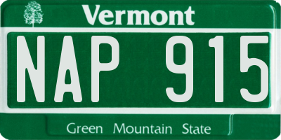 VT license plate NAP915