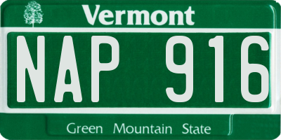 VT license plate NAP916