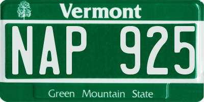VT license plate NAP925