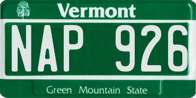 VT license plate NAP926