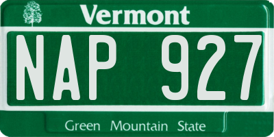 VT license plate NAP927