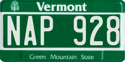 VT license plate NAP928
