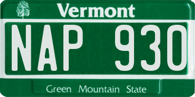 VT license plate NAP930