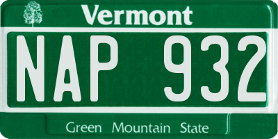 VT license plate NAP932
