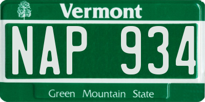VT license plate NAP934