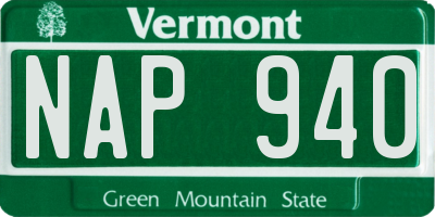 VT license plate NAP940