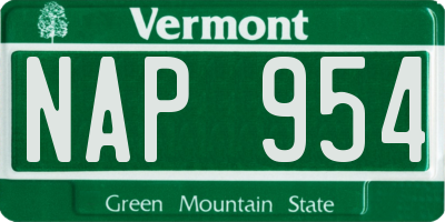 VT license plate NAP954