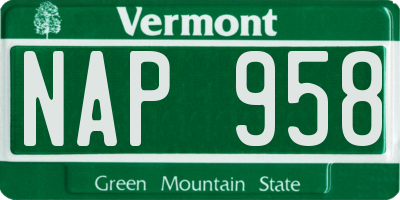 VT license plate NAP958