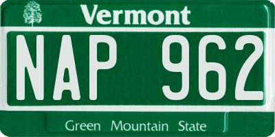 VT license plate NAP962