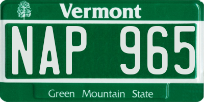 VT license plate NAP965