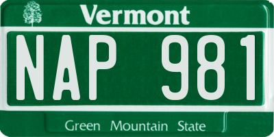 VT license plate NAP981