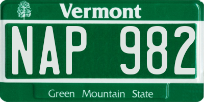 VT license plate NAP982