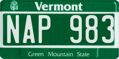 VT license plate NAP983
