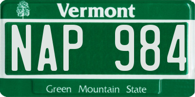 VT license plate NAP984