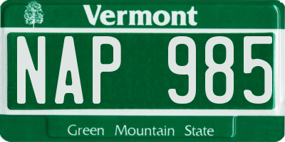 VT license plate NAP985
