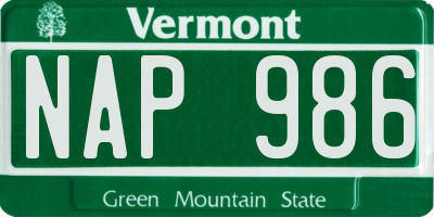 VT license plate NAP986