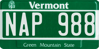 VT license plate NAP988