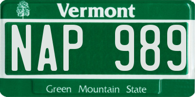 VT license plate NAP989