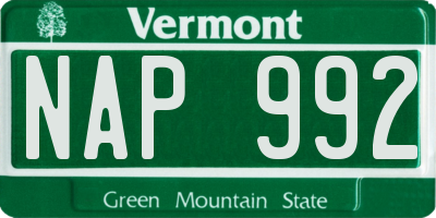 VT license plate NAP992