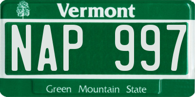 VT license plate NAP997