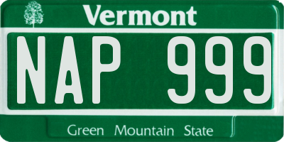 VT license plate NAP999