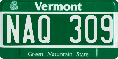 VT license plate NAQ309