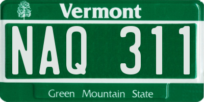 VT license plate NAQ311