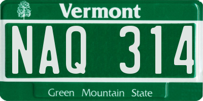 VT license plate NAQ314